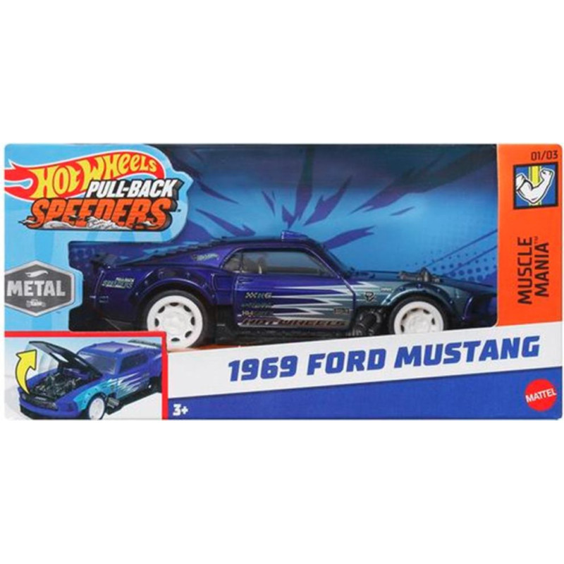 Mattel Hot Wheels: Pull-Back Speeders - 1969 Ford Mustang (1:43) (HWH51)