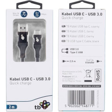 TB Kabel usb 3.0 - usb c 2m premium 3a czarny tpe