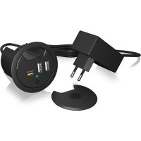 Icybox Ib-hub1407 3 port ładowarka do biurka, 2x usb-a, 1x  usb-c, otwór 60mm