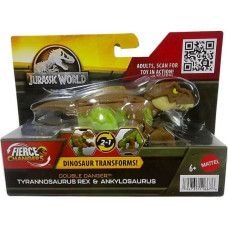 Mattel Jurassic World: Fierce Changers Double Danger - Tyrannosaurus Rex  Ankylosaurus (Brown) (HLP06)