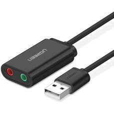 Ugreen zewnętrzna karta dźwiękowa adapter usb -3,5 mm mini jack 15cm (czarny)