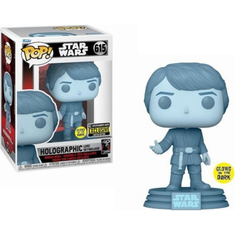 Funko Pop! Disney Star Wars: Return of the Jedi 40th - Holographic Luke Skywalker (Glows in the Dark) (Special Edition) #615 Bobble-Head Vinyl Figure