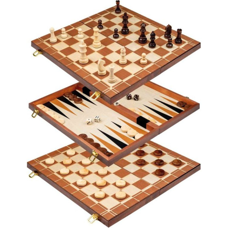 Philos Chess Backgammon Checkers Set, field 45 mm šahs nardi dambrete