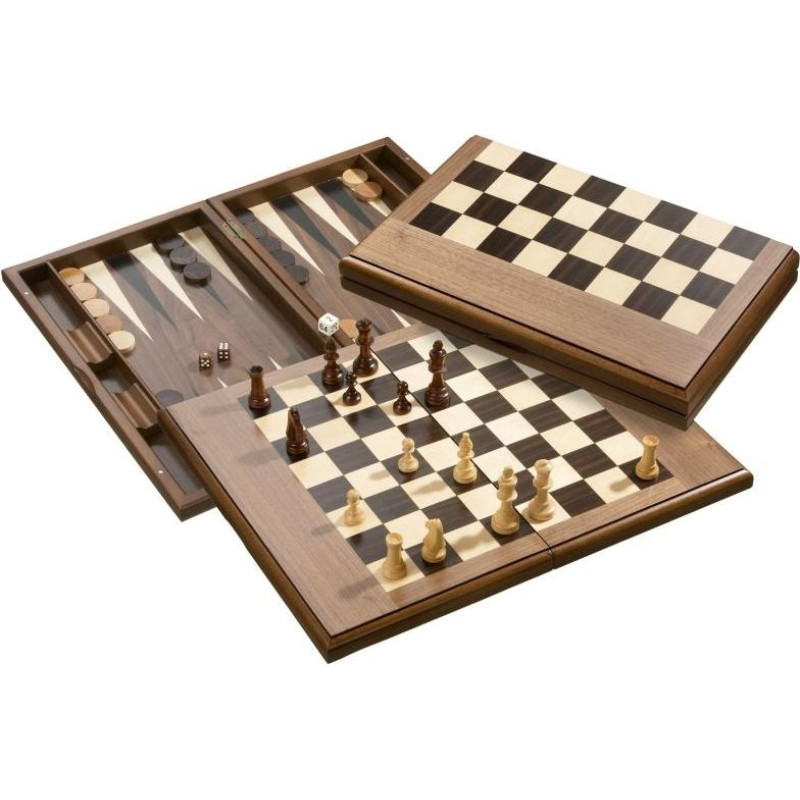 Philos Chess Backgammon Checkers Set, field 50 mm, magnetic lock šahs nardi dambrete