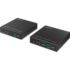 Digitus Przedłużacz (extender) światłowodowy hdmi 4k/60hz z kvm usb 1.1 przez ip 1g lub do 40km/300m, max. 253 odbiorniki, hdmi loop-out, audio - zestaw