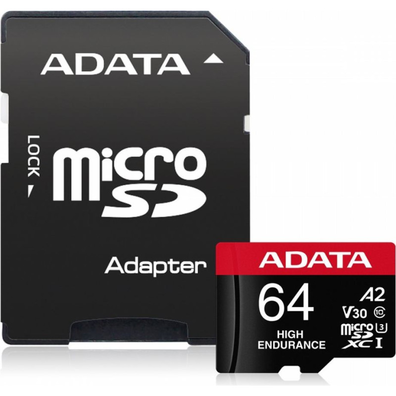 Adata Karta microsd high endurance 64gb uhs1 u3 v30 a2 100/80mb/s + adapter