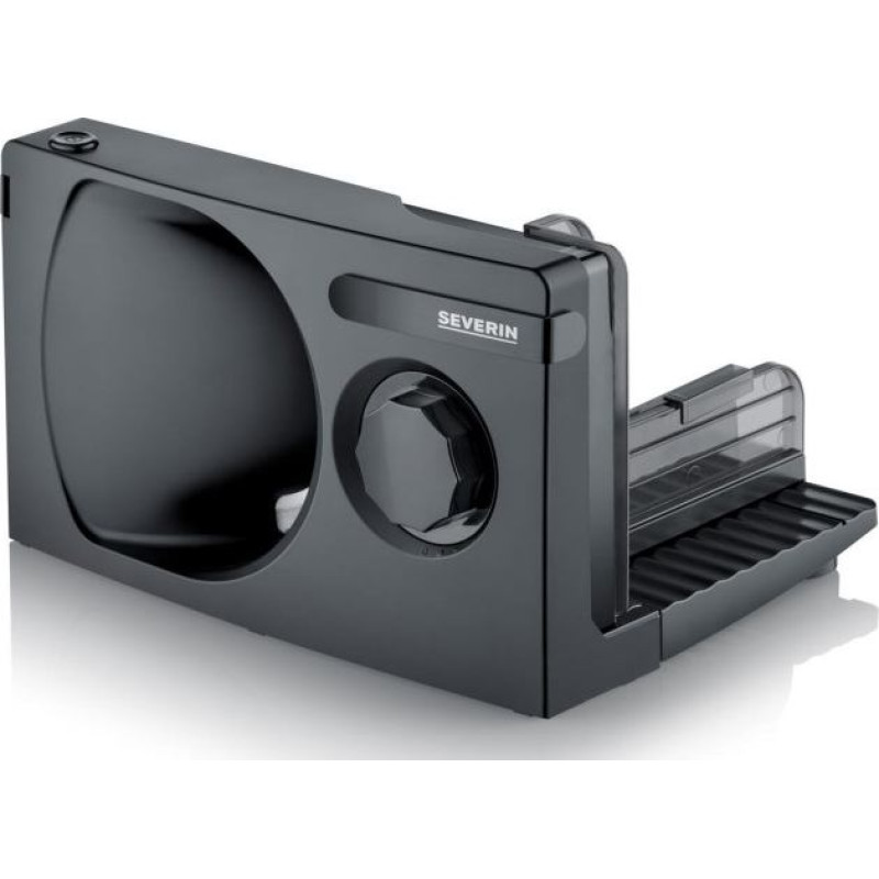 Severin krajalnica kompaktowa czarna, silnik dc, regulacja krojenia 0-15mm, zdejmowane ostrze, składana, moc 100w as9578