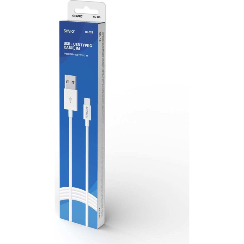 Savio Kabel savio cl-125 (usb typu c - usb 2.0 typu a ; 1m; kolor biały)