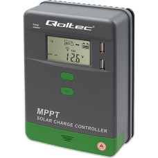 Qoltec Solarny regulator ładowania mppt z czujnikiem temperatury 40a |  12v/24v | lcd | 2xusb | bluetooth | app | gel | lifepo4