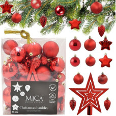 Mica DECORATIVE PLASTIC BAUBLE SAFE 40 PCS RED MICA