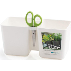 TWINS CUBE HERB POT WITH SCISSORS WHITE
