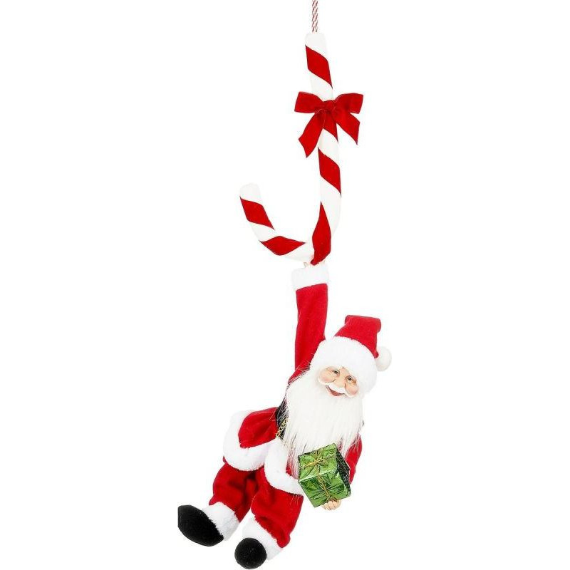 Mica CHRISTMAS SANTA CLAUS PLAYING MOVING HANGING WITH CANDY LOLLIPOP 82CM MICA