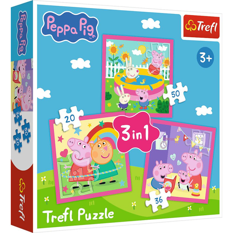 Trefl PEPPA PIG Pužļu komplekts 3in1 Peppa
