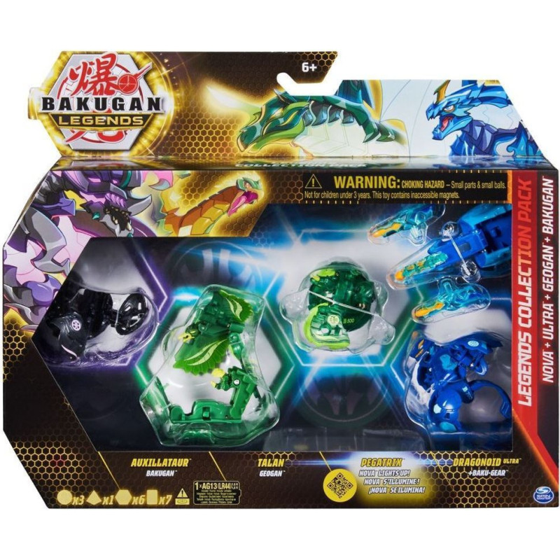 Spin Master Bakugan: Legends Collection Pack - Nova + Ultra + Geogan + Bakugan - Auxillataur/Talan/Pegatrix/Dragonoid Ultra (20140064)