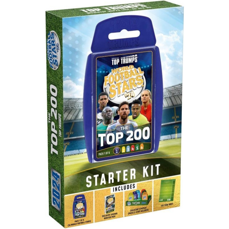 Winning Moves : Top Trumps - World Football Stars 2024 The Top 200 Starter Kit - Card Game (WM04717-EN1)