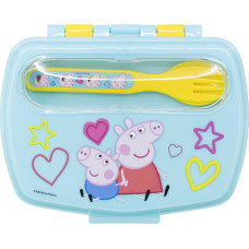 Stor : Peppa Pig Core 2022 - Funny Sandwich Box With Cutlery (13909)