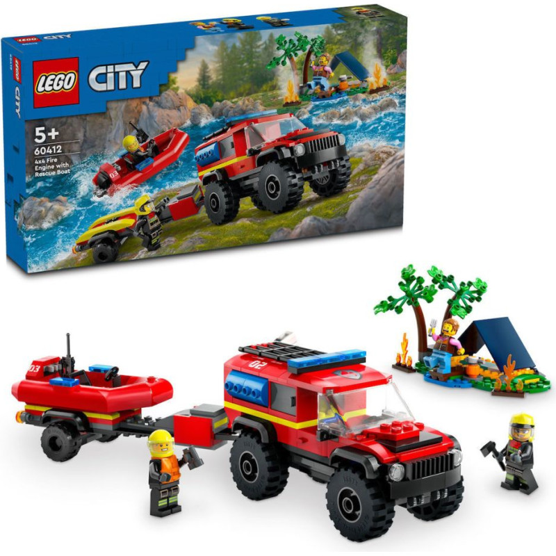 Lego ® City: 4x4 Fire Truck with Rescue Boat Toy (60412)