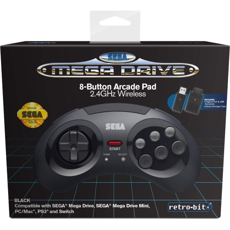 Retro-Bit SEGA MD 8-B 2.4G WL Black - pults