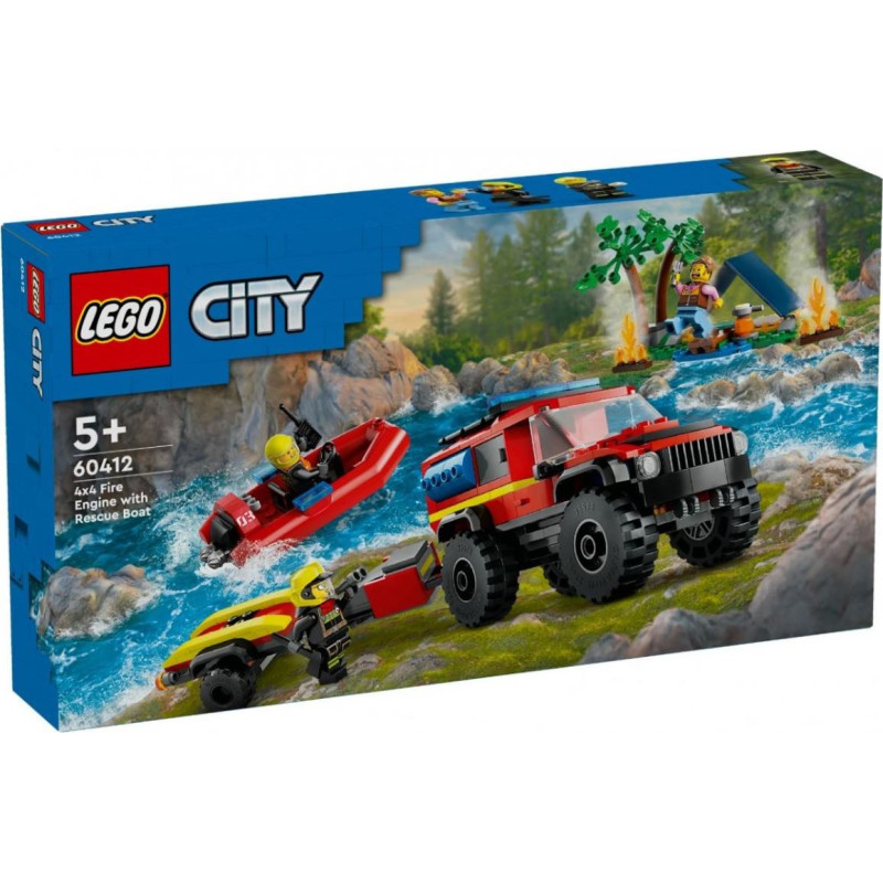 Lego ® City: 4x4 Fire Truck with Rescue Boat Toy (60412)