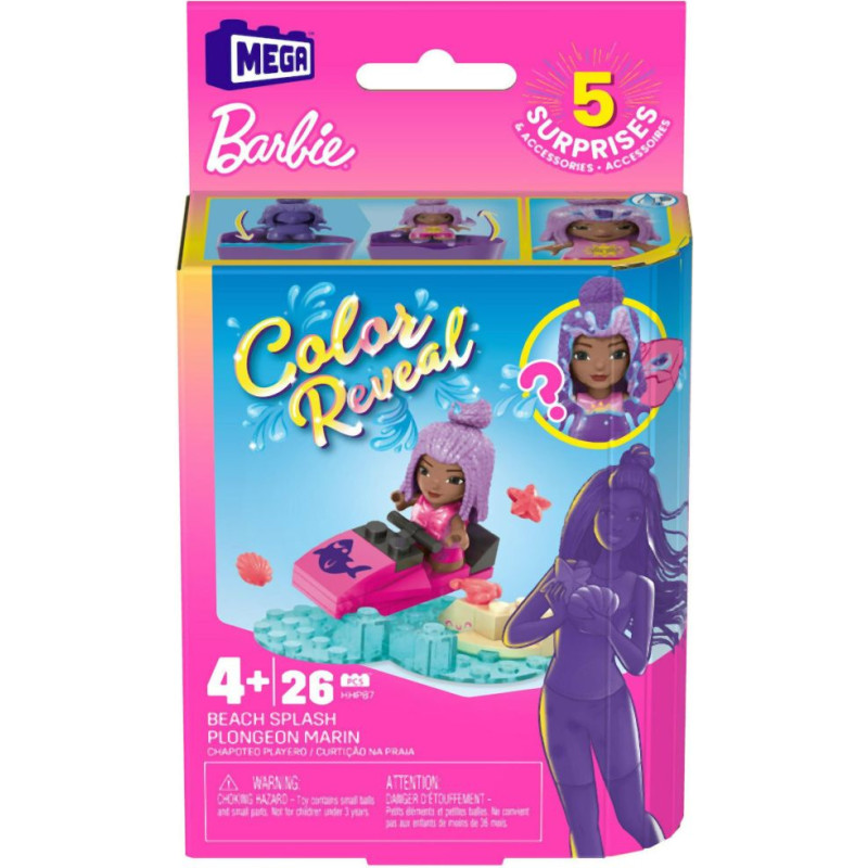 Mattel Mega Bloks Barbie: Color Reveal - Beach Splash Micro-Doll (HHP87)