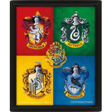 Pyramid Wall Art - Harry Potter (Colourful Crests) Framed 3D 20x26