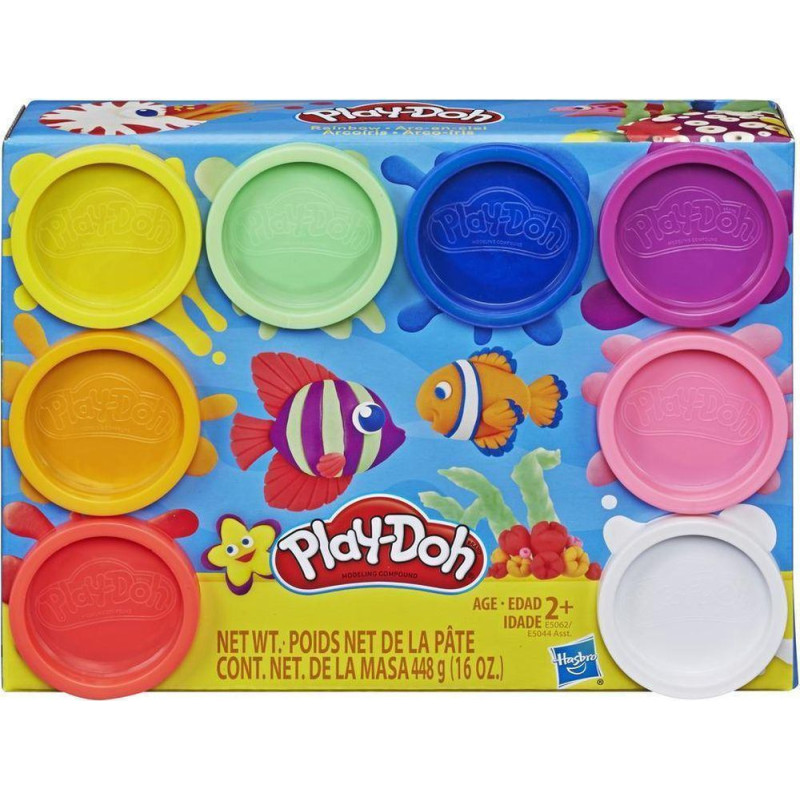 Hasbro Play-Doh Rainbow Non Toxic Set of 8 Colours Cans (E5062)