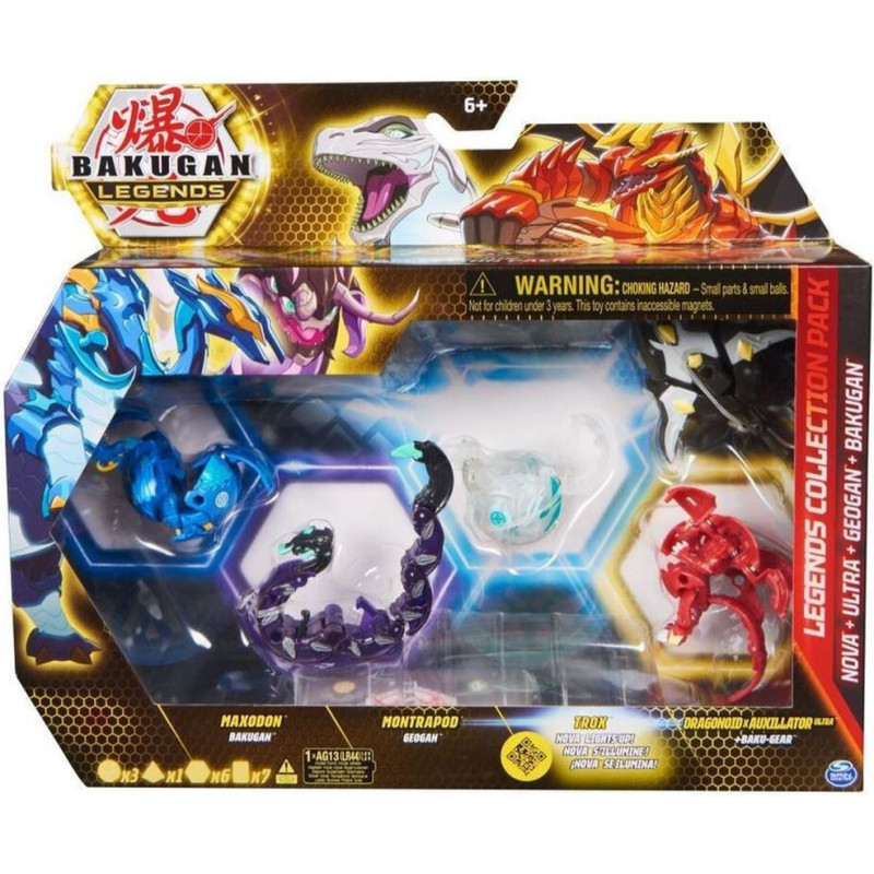 Spin Master Bakugan: Legends Collection Pack - Nova + Ultra + Geogan + Bakugan - Maxodon/Montrapod/Trox/Dragonoid x Auxillataur Ultra (20140074)