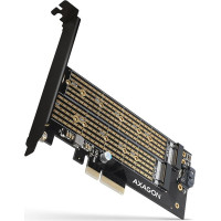 Axagon Pcem2-d adapter wewnętrzny pcie x4, 1x m.2 nvme m-key + 1x sata b-key slot, sp & lp
