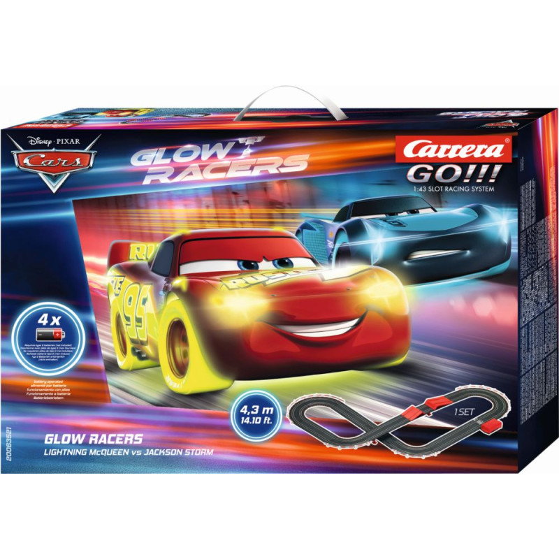 Carrera Rc Carrera GO!!! Set: Disney Cars - Glow Racers Lightning McQueen VS Jackson Storm - Battery Operated 1:43 (20063521)