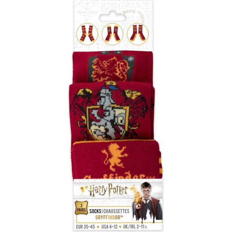 Cinereplicas Harry Potter Socks Set of 3 Gryffindor - ADULT (35-45) EU