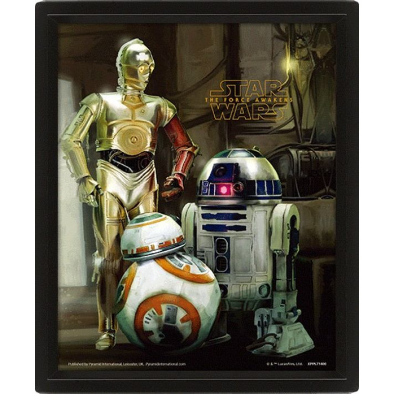 Pyramid Wall Art - Star Wars (Droids) 3D Framed 20x25