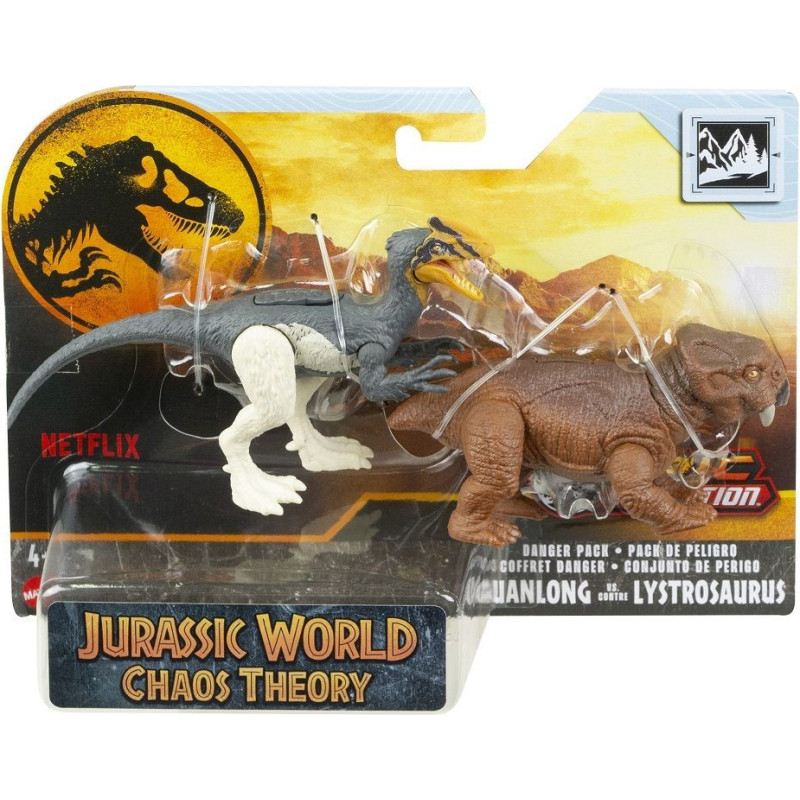 Mattel Jurassic World Epic Evolution: Chaos Theory Danger Pack - Guanlong VS. Lystrosaurus Action Figures (HTK55)