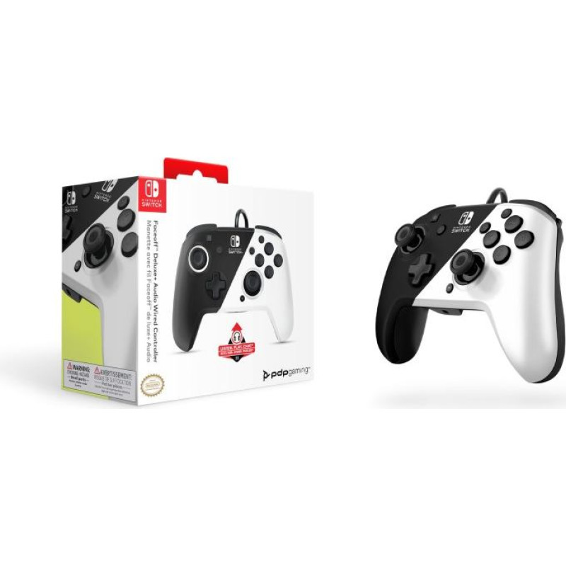 PDP Faceoff Deluxe+ Audio Wired Controller - Black/White Switch