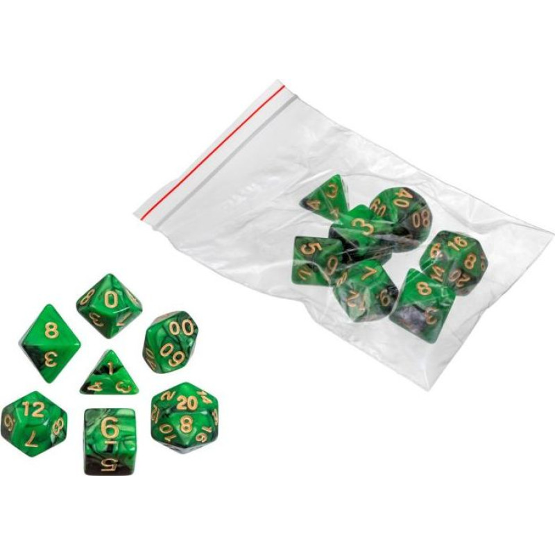 Philos Multi-sided dice, oblivion, green, 7 different dice 7791 metamie kauliņi