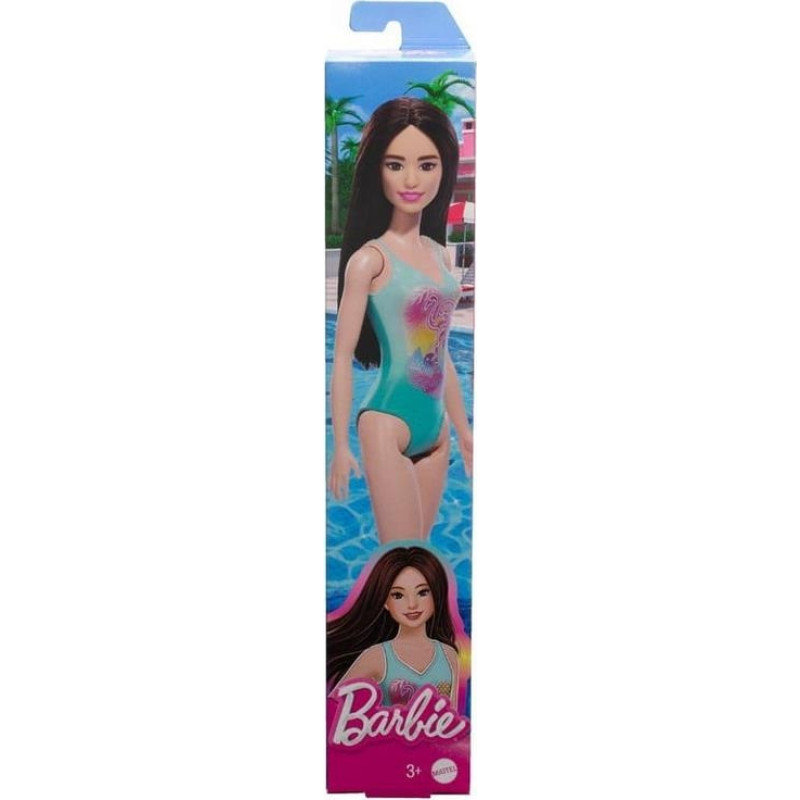 Mattel Barbie: Beach - Black Hair Doll Wearing Tropical Blue Swimsuit (HXX51)