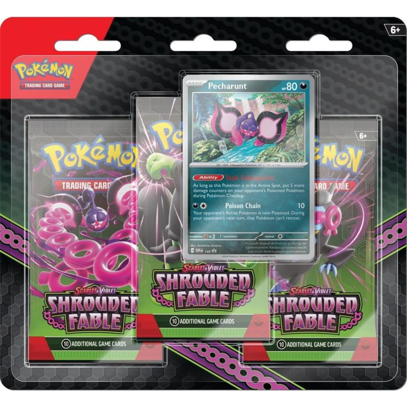 Pokemon TCG Scarlet & Violet - Shrouded Fable - 3-Pack Blister - Pecharunt