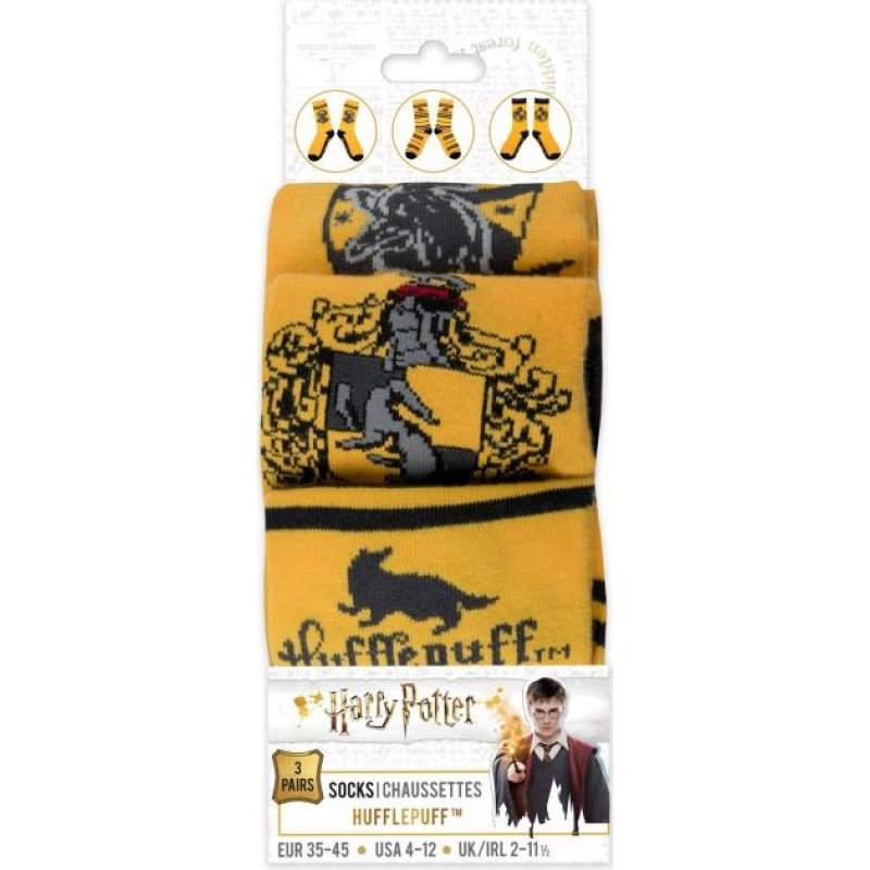 Cinereplicas Harry Potter Socks Set of 3 Hufflepuff ADULT (35-45)