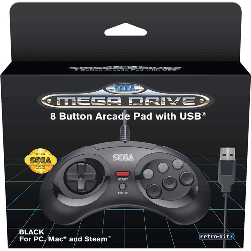 Retro-Bit SEGA MD 8-Button USB Black - pults