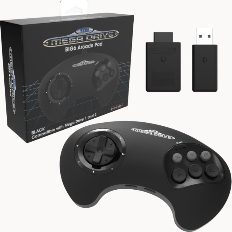 Retro-Bit SEGA MD 2.4G BIG6 Gamepad - pults