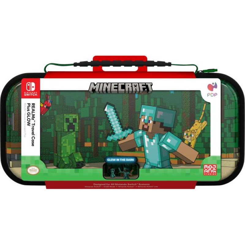 PDP Travel Case Plus GLOW - MINECRAFT FOREST BATTLE Switch