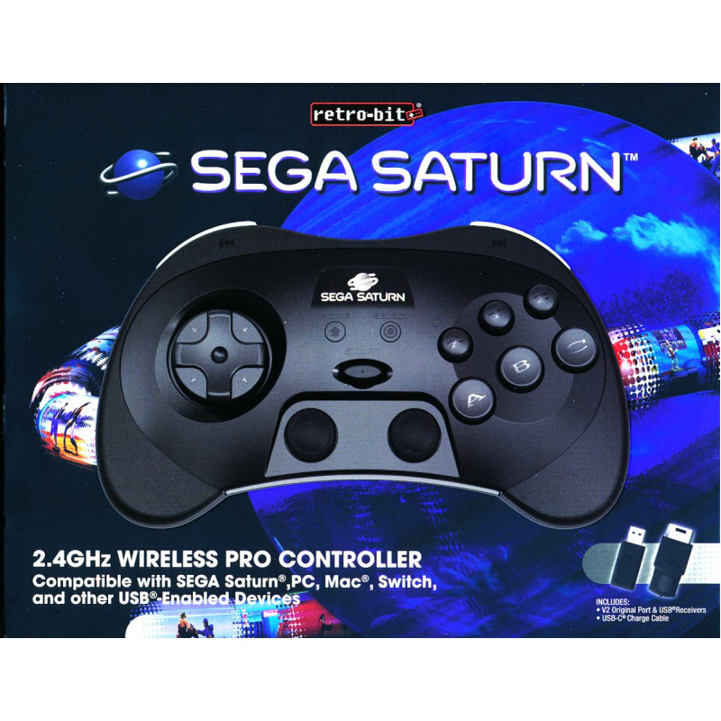 Retro-Bit SEGA Saturn PRO Controller Black - pults