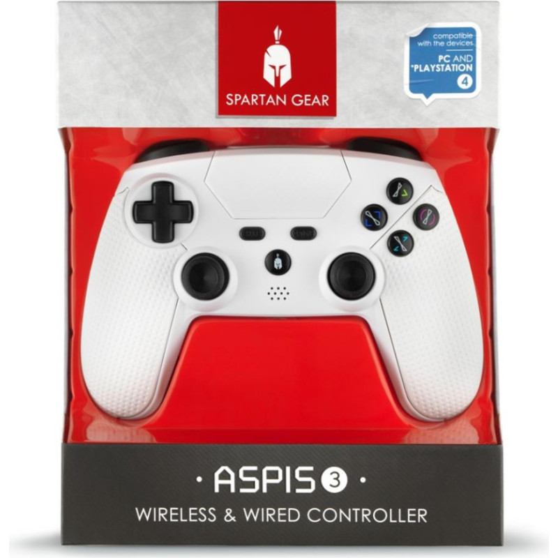 Enarxis Dynamic Media Spartan Gear - Aspis 3 Wireless  Wired Controller (Compatible with Playstation 4 [wireless] and PC [wired] )(color White)