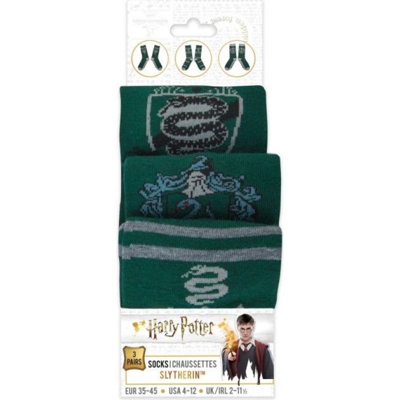 Cinereplicas Harry Potter Socks Set of 3 Slytherin ADULT (35-45)