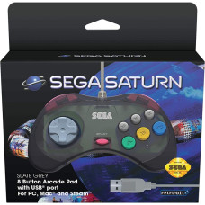 Retro-Bit SEGA Saturn USB Pad Grey - pults