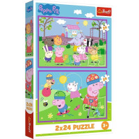 Trefl Puzzle 2x24 elementy Świnka peppa na placu zabaw