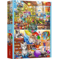 Trefl Puzzle 2x500 elementów sztuka malowania kotki