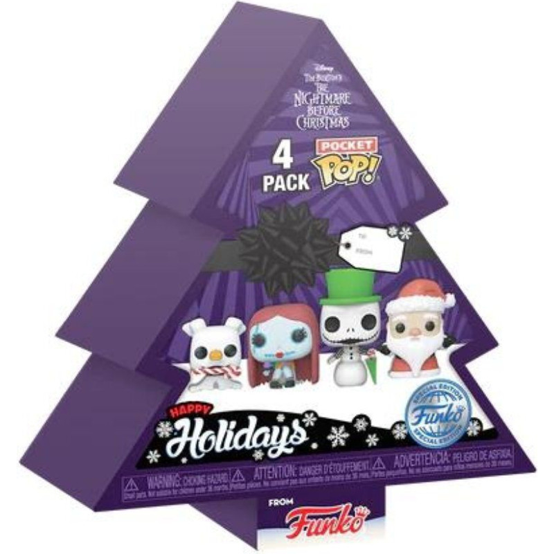 Funko Pocket Pop! 4-Pack: The Nightmare Before Christmas - Happy Holidays Tree Box Vinyl Figures Keychain