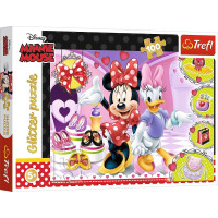 Trefl Puzzle 100 elementów glitter minnie i błyskotki