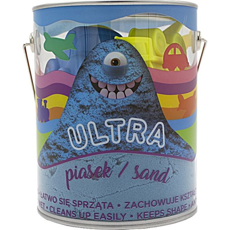 Epee Piasek ultrapiasek puszka 900g 4 duże foremki 2 narzędzia niebieski pojazdy