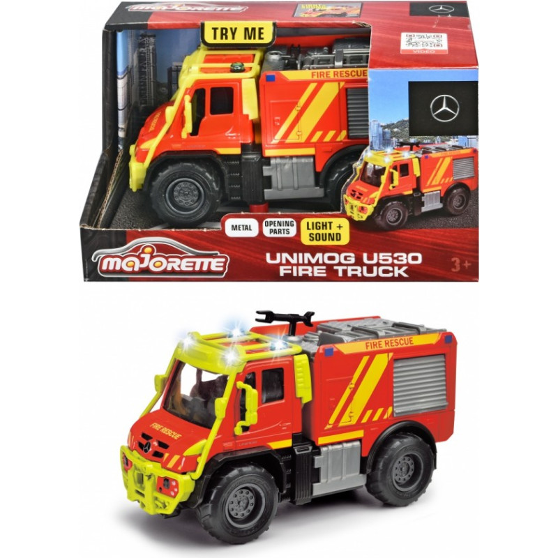 Majorette Pojazd grand series straż pożarna unimog u530, 13 cm